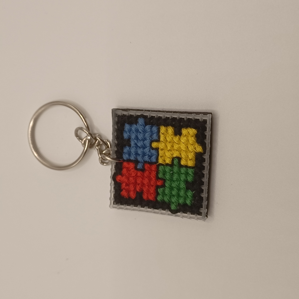 Colorful Puzzle Piece Keychain